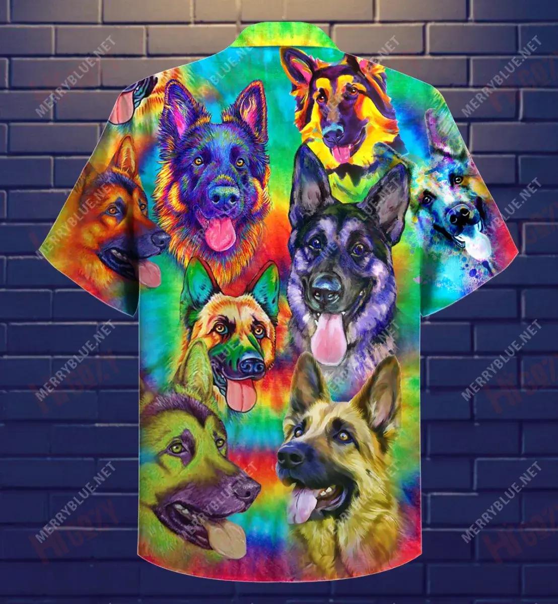 Courageous Partner - Colorful German Shepherd Dog Short Hawaiian Shirt Ocean Aloha Shirt Best Hawaiian Shirts Hawaiian Shirts For Men, Hawaiian Shirt Gift, Christmas Gift