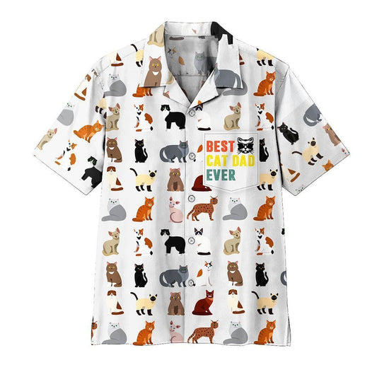 Best Cat Dad Ever Nice Ornamental Hawaiian Shirt,Hawaiian Shirt Gift, Christmas Gift