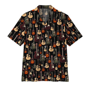 Acoustic Guitar Tropical Background Design Hawaiian Shirt, Hawaiian For Gift