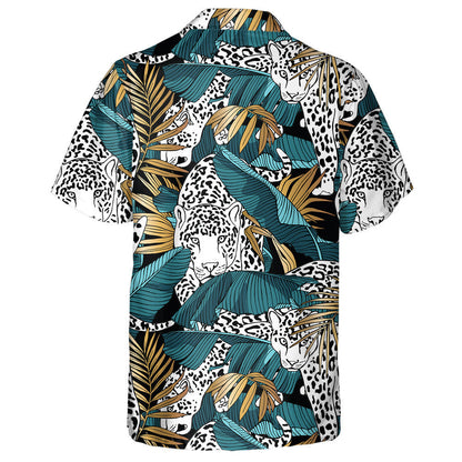 American Leopard And Exotic Green Yellow Tropical Banana Hawaiian Shirt, Hawaiian Shirt Gift, Christmas Gift