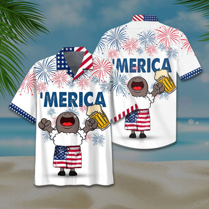Funny Sheep And Beer Design Hawaiian Shirt, Hawaiian Shirt Gift, Christmas Gift