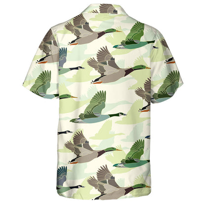 Hand Drawn With Geese And Ducks Hawaiian Shirt, Hawaiian For Gift