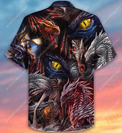 Fire Doesn'T Kill Dragon It Bears Dragon Unisex Hawaiian Shirt Ocean Short Sleeve Best Hawaiian Shirts Funny Hawaiian Shirts, Hawaiian Shirt Gift, Christmas Gift
