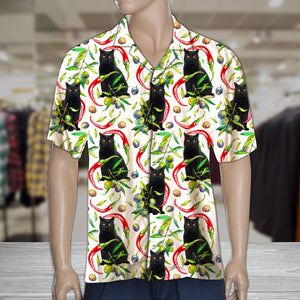 Awesome Chili Peppers And Black Cat Pattern Hawaiian Shirt, Hawaiian Shirt Gift, Christmas Gift