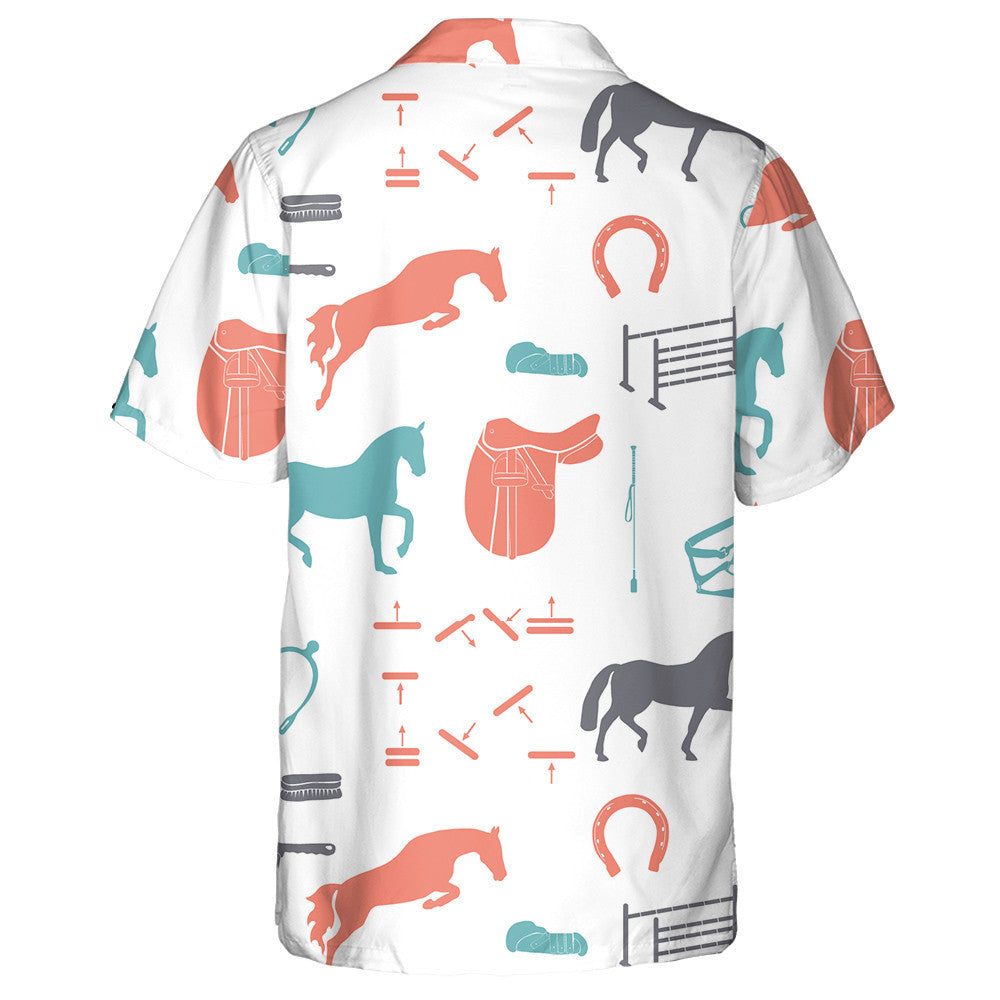 Horses And Horse Equipment Made In Vintage Blue Hawaiian Shirt, Hawaiian Shirt Gift, Christmas Gift