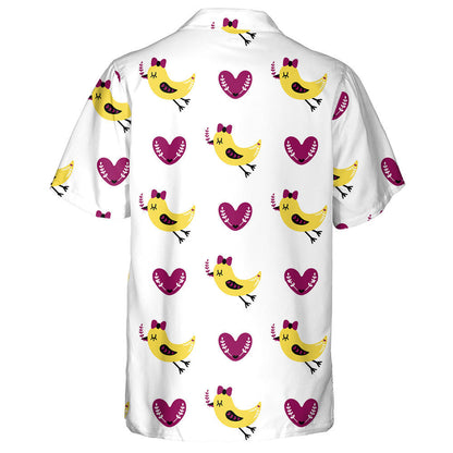 Flying Cute Bird In Bow Tie With Hearts Hawaiian Shirt, Hawaiian Shirt Gift, Christmas Gift
