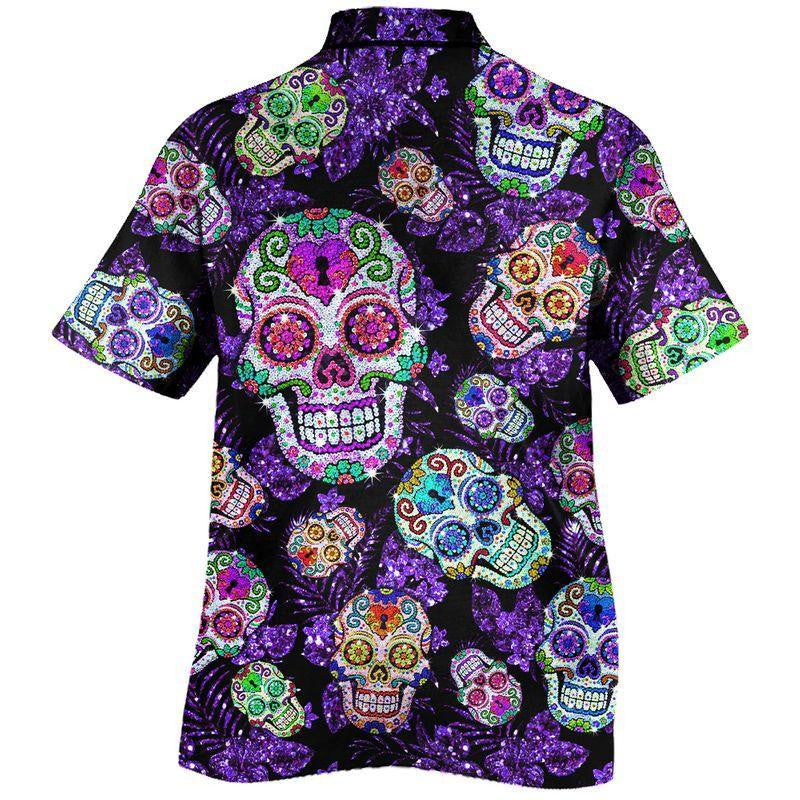 Flora Sugar Skull Pattern Awesome Background Design Hawaiian Shirt, Hawaiian Shirt Gift, Christmas Gift