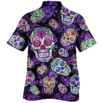 Flora Sugar Skull Pattern Awesome Background Design Hawaiian Shirt, Hawaiian Shirt Gift, Christmas Gift