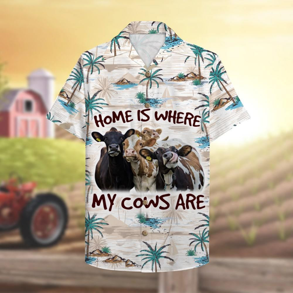 Farmer Cow Home Is Where My Cows Are Hawaiian Shirt, Hawaiian Shirt Gift, Christmas Gift