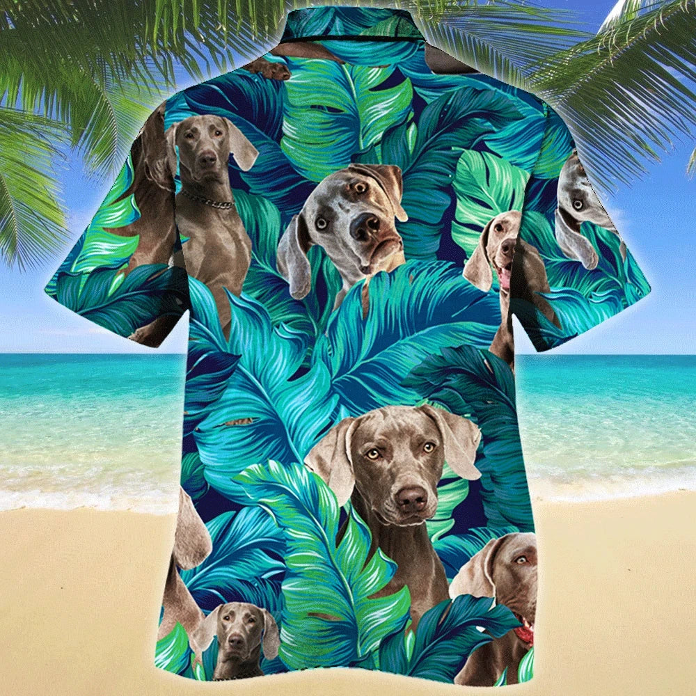 Weimaraner Dog Lovers Gift Holiday Vacation Themed Pattern Hawaiian Shirt, Hawaiian Shirt Gift, Christmas Gift
