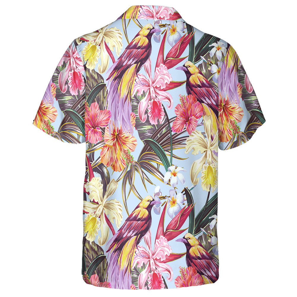 Beautiful Bird With Hibiscus Flowers And Palm Leaves Hawaiian Shirt, Hawaiian Shirt Gift, Christmas Gift