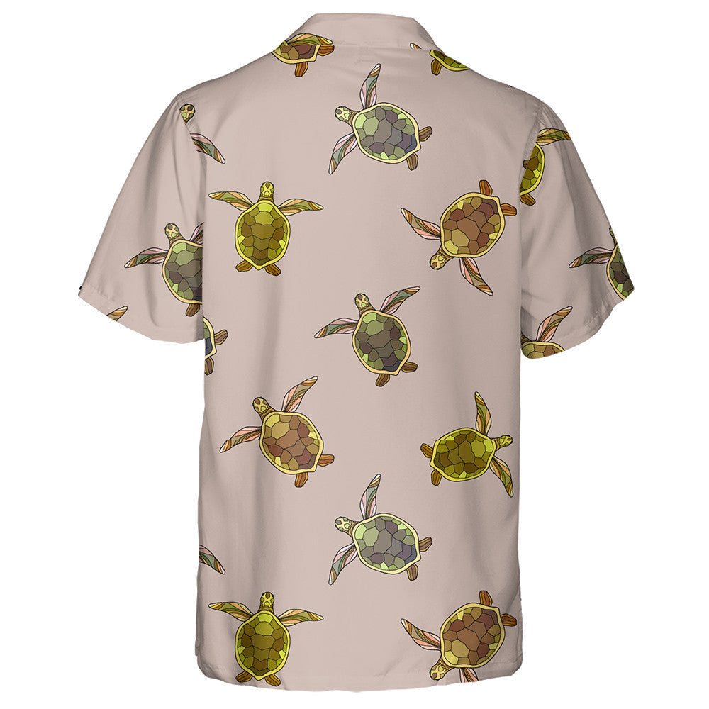 Hand Drawn Little Turtles On Pale Pink Background Hawaiian Shirt, Hawaiian Shirt Gift, Christmas Gift