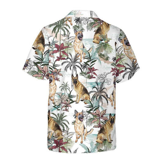 German Sheperd Summer Tropical Pattern Hawaiian Shirt,Hawaiian Shirt Gift, Christmas Gift
