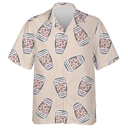 Modern Trendy Leopard Spots On Coffee Plastic Cup Hawaiian Shirt, Hawaiian Shirt Gift, Christmas Gift