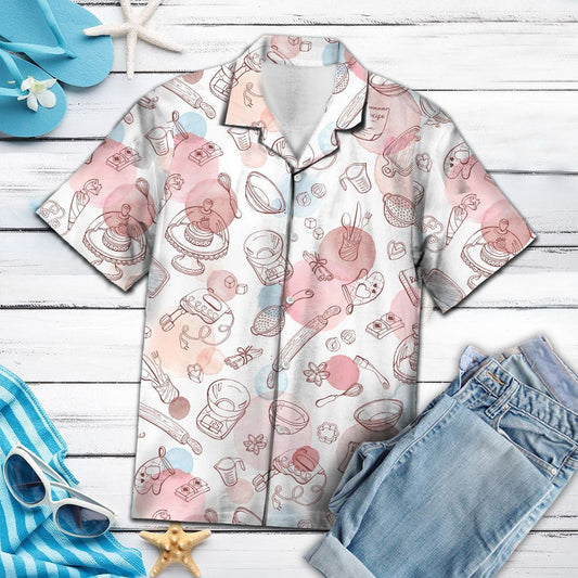 Watercolor Hand Drawn Baking Life For Ladies Hawaiian Shirt, Hawaiian Shirt Gift, Christmas Gift