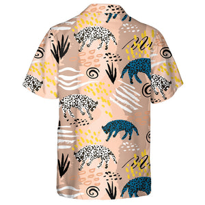 African Tribal Style Leopards And Handcrafted Hawaiian Shirt, Hawaiian For Gift