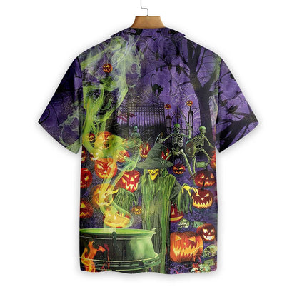 Fright Witch Hour At Night Halloween Dramatic Hawaiian Shirt, Hawaiian Shirt Gift, Christmas Gift