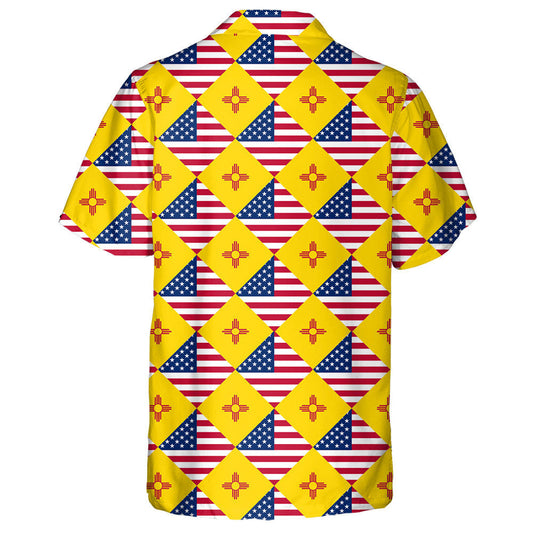 United States And New Mexico Flags Rhombus Pattern Hawaiian Shirt, Hawaiian Shirt Gift, Christmas Gift