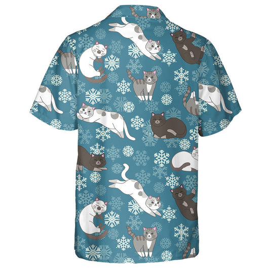 Sleeping And Playing Cat On The Blue Background Hawaiian Shirt, Hawaiian Shirt Gift, Christmas Gift