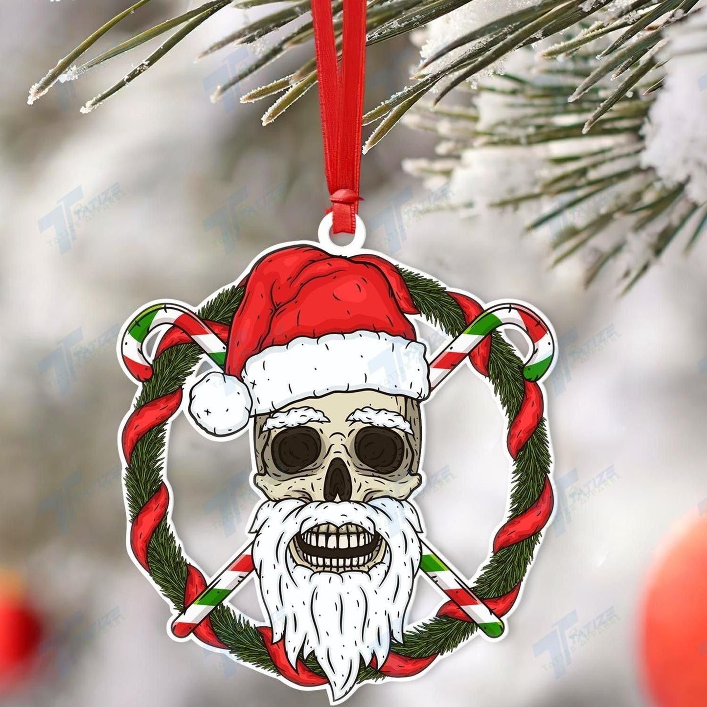 Christmas Skull Acrylic Ornament, Happy Christmas Ornament, Christmas Gift, Christmas Decoration