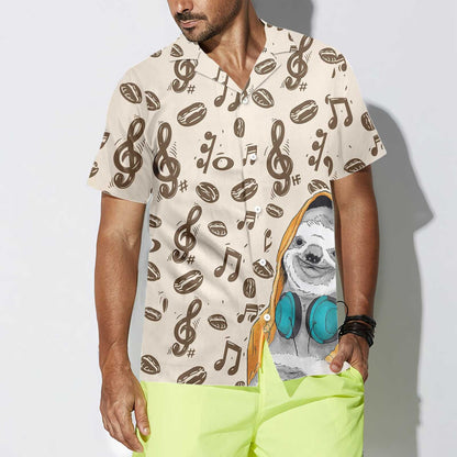 Music Note And Sloth Design Hawaiian Shirt, Hawaiian Shirt Gift, Christmas Gift