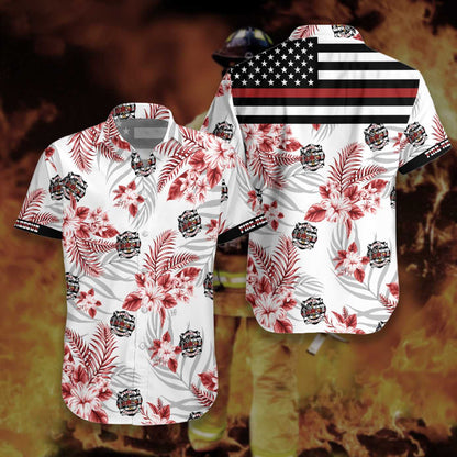 The Red Line Flag Firefighter Proud Theme Design Hawaiian Shirt, Hawaiian Shirt Gift, Christmas Gift
