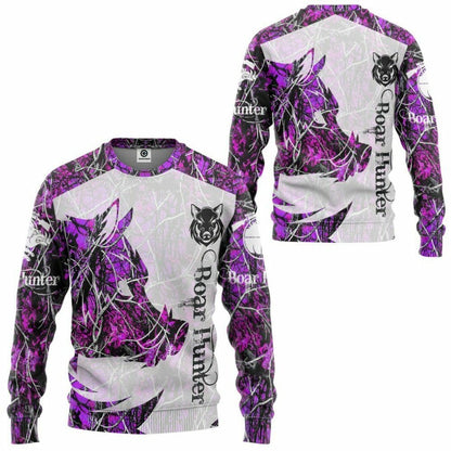 3D Wildschwein Jäger Lila Benutzerdefinierte T-shirt Hoodie Bekleidung