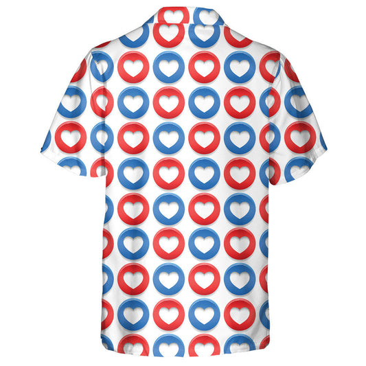 Patterns With Circles And Hearts In The US National Colors Hawaiian Shirt, Hawaiian Shirt Gift, Christmas Gift