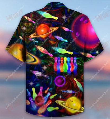 Space Bowling Strike The Universe Short Hawaiian Shirt Hobbies Hawaiian T Shirts Best Hawaiian Shirts Crazy Shirts Hawaii, Hawaiian Shirt Gift, Christmas Gift