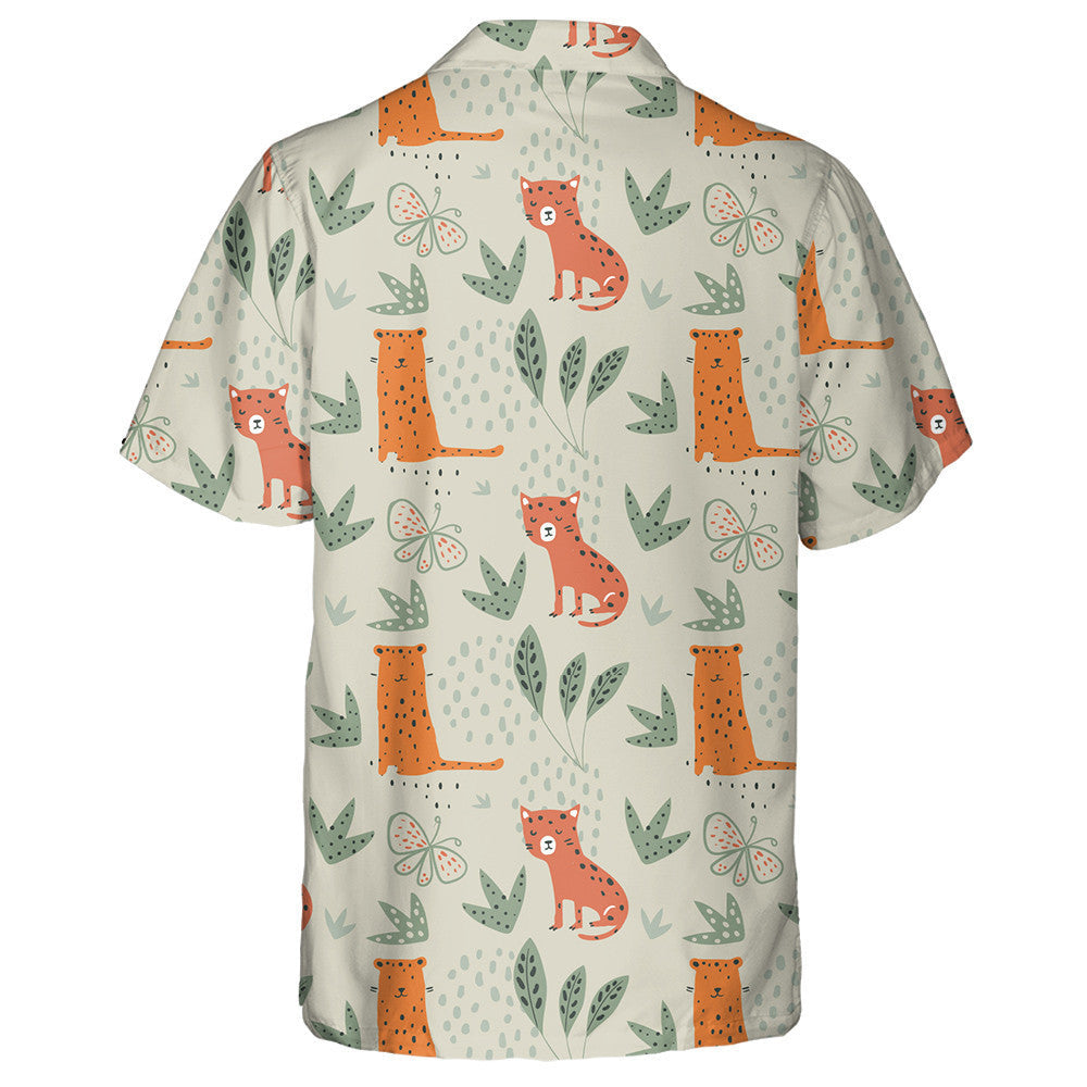 Wild African Summer Funny Leopards And Tropical Elements Hawaiian Shirt, Hawaiian Shirt Gift, Christmas Gift