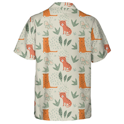 Wild African Summer Funny Leopards And Tropical Elements Hawaiian Shirt, Hawaiian Shirt Gift, Christmas Gift
