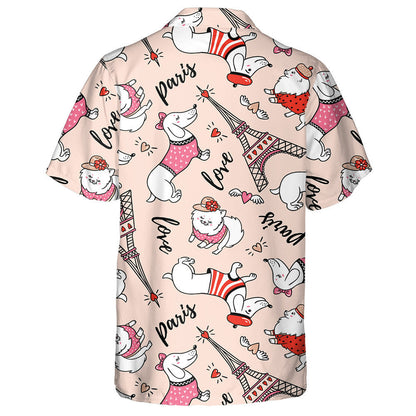 Watercolor Lovely Dachshund Dog And Eiffel Hawaiian Shirt, Hwaiian For Gift