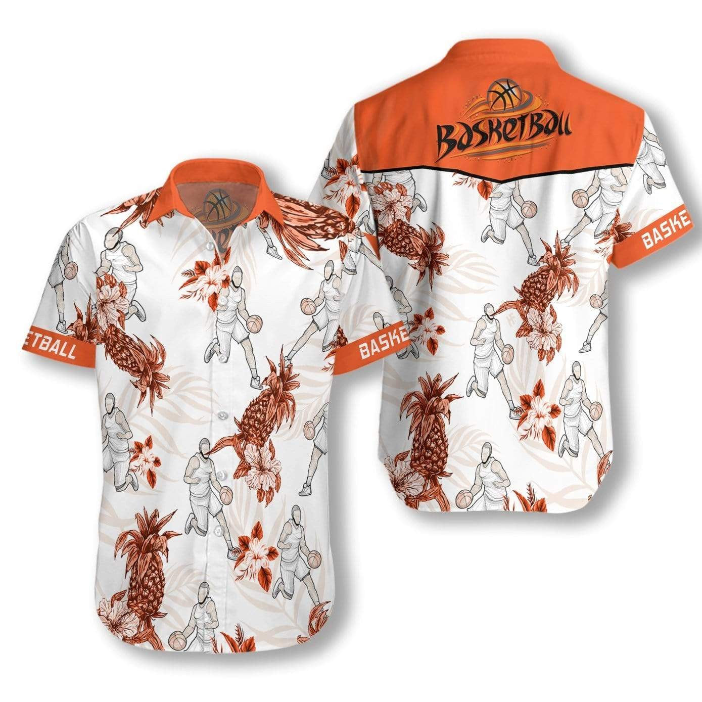 Hand Draw Basketball And Pineapple Seamless Design Hawaiian Shirt, Hawaiian Shirt Gift, Christmas Gift