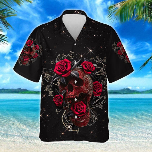 Skull Roses Romantic Beauty Of Flower Design Hawaiian Shirt, Hawaiian Shirt Gift, Christmas Gift