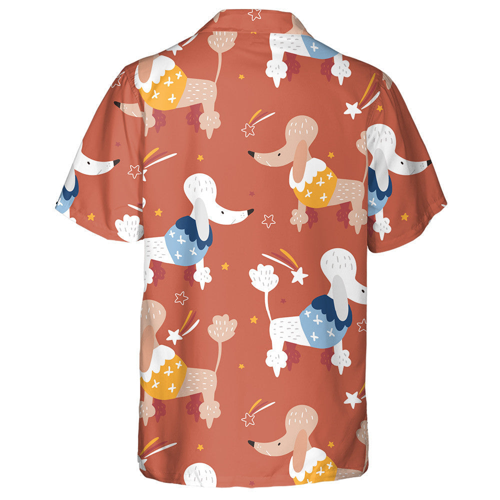 Cartoon Poodle Dog Meteor And Star Hawaiian Shirt, Hawaiian For Gift