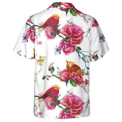 Butterfly And Birds Seeing Beautiful Flowers Hawaiian Shirt, Hawaiian For Gift