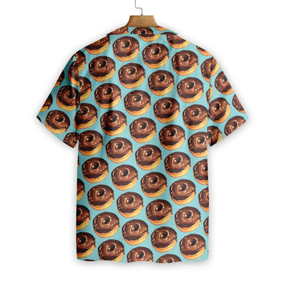 Chocolate Donuts On Light Sky Blue Design Hawaiian Shirt, Hawaiian Shirt Gift, Christmas Gift