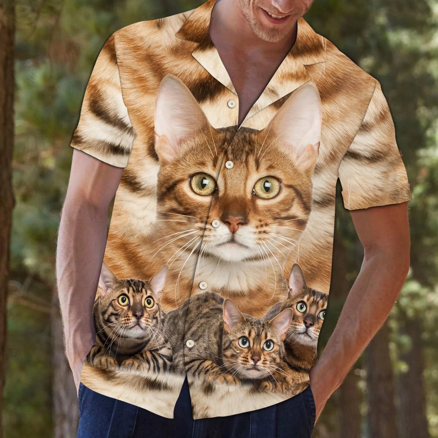 Bengal Great Cat Portrait Gift For Pet Lover Hawaiian Shirt, Hawaiian Shirt Gift, Christmas Gift