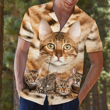 Bengal Great Cat Portrait Gift For Pet Lover Hawaiian Shirt, Hawaiian Shirt Gift, Christmas Gift