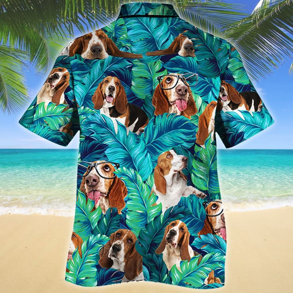 Beautiful Basset Hound Dog Tropical Forest Lovers Gift Hawaiian Shirt, Hawaiian Shirt Gift, Christmas Gift