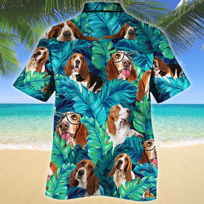 Beautiful Basset Hound Dog Tropical Forest Lovers Gift Hawaiian Shirt, Hawaiian Shirt Gift, Christmas Gift