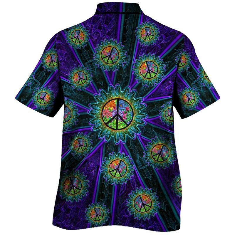 Green Peace Sign Hippie Overlap Ornamental Hawaiian Shirt,Hawaiian Shirt Gift, Christmas Gift