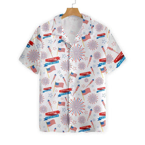 4th Of July US Pattern Background Hawaiian Shirt, Hawaiian Shirt Gift, Christmas Gift