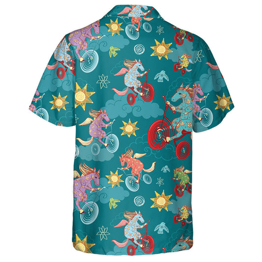 Fantasy Horses Pegasus Rides A Bicycle In The Sky Hawaiian Shirt, Hawaiian Shirt Gift, Christmas Gift