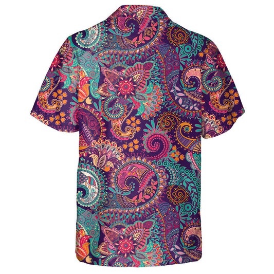 Colorful Florals Indian Decorative Paisley Hand Drawn Pattern Hawaiian Shirt, Hawaiian Shirt Gift, Christmas Gift
