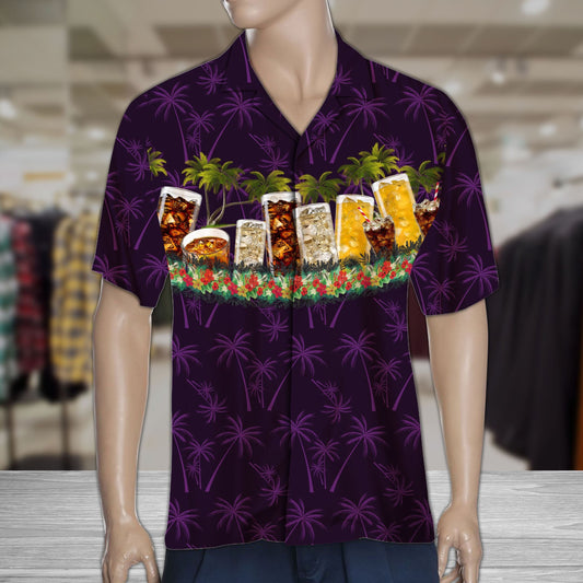 Summer Soda Drinks With Palm Trees Hawaiian Shirt,Hawaiian Shirt Gift, Christmas Gift