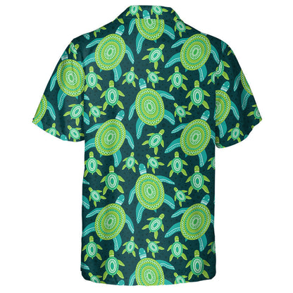 Green Ornament Turtles Sea Reptile Animal Illustration Hawaiian Shirt, Hawaiian Shirt Gift, Christmas Gift
