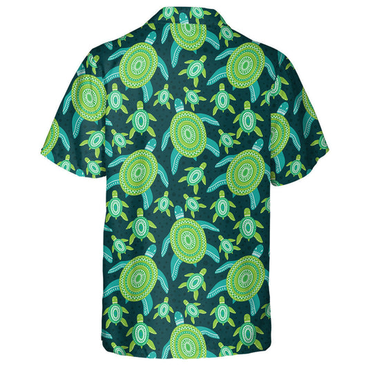 Green Ornament Turtles Sea Reptile Animal Illustration Hawaiian Shirt, Hawaiian Shirt Gift, Christmas Gift
