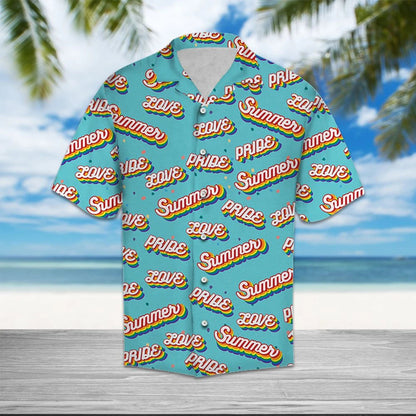 Lgbt Rainbow Shadow Different Text On Blue Pattern Hawaiian Shirt, Hawaiian Shirt Gift, Christmas Gift