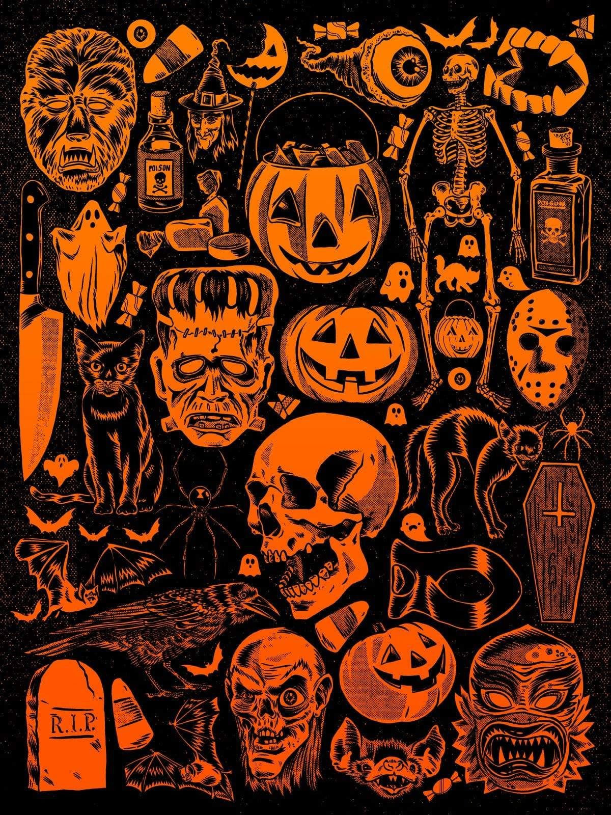 Everyday Is Halloween Skull Pumpkin Lantern Background Hawaiian Shirt, Hawaiian Shirt Gift, Christmas Gift